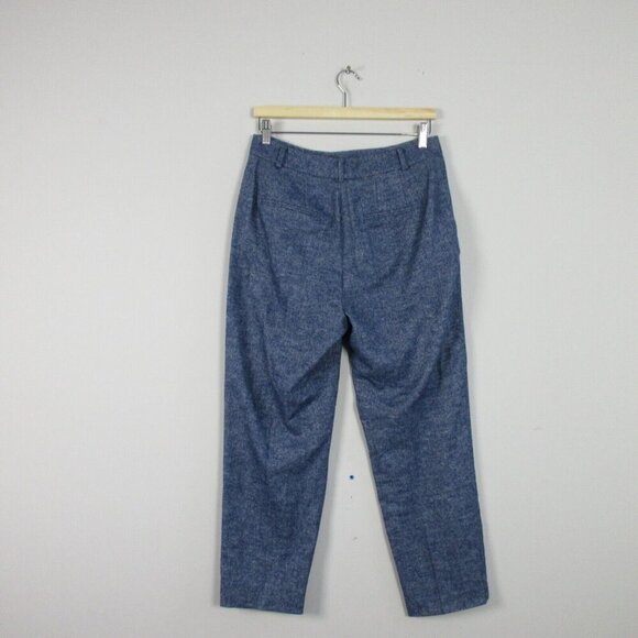 Club Monaco Women's Chambray Pants Wool Stretch Cropped Casual 6 Blue 304 - Picture 2 of 9